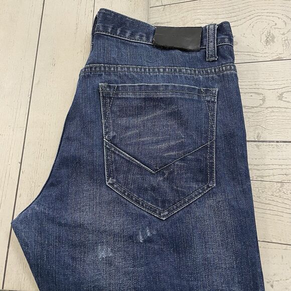 Decibel Men's W36 x L32 Blue Slim Straight Distressed Medium Wash Denim Jeans - Picture 1 of 8